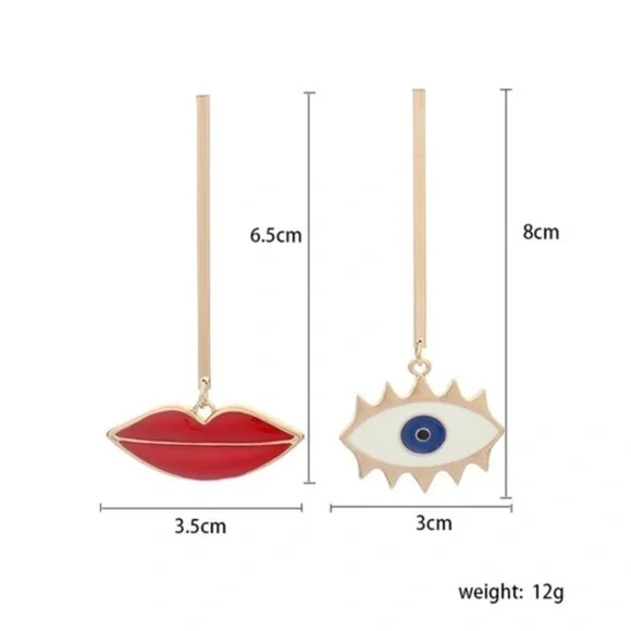 3/$30 💛 Evil Eye And Lip Earrings - Picture 7 of 7